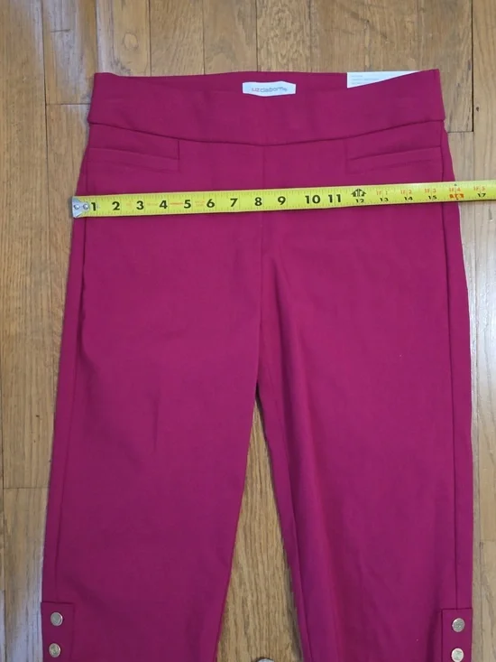 LIZ CLAIBORNE WOMEN'S MAGENTA "ALYSSA" MID-RISE PEDAL PUSHER PANTS SIZE 2 - Picture 3 of 14